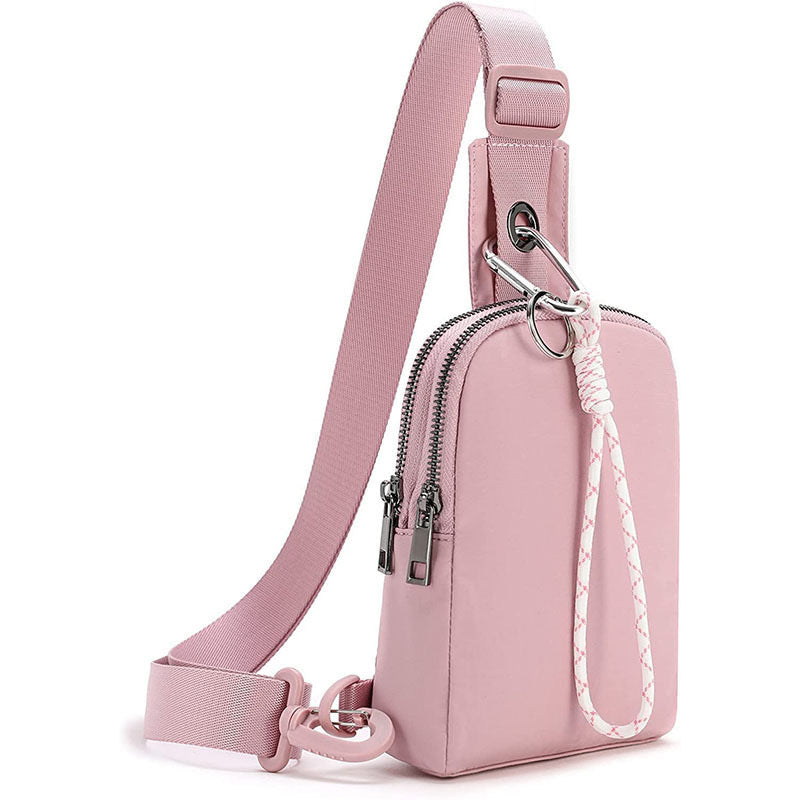 Pink Compact Waterproof Sling Bag - Unisex Mini Crossbody Chest Pack with Adjustable Reversible Strap