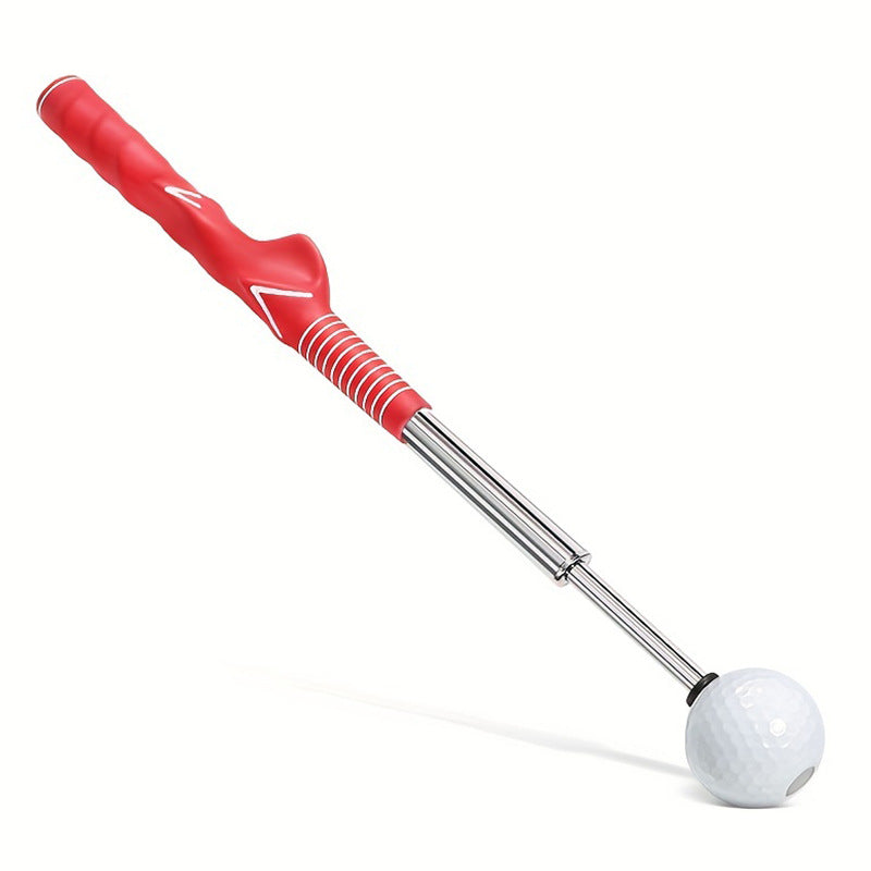 Red Pro Golf Swing Trainer - Extendable with Audible Click & Corrective Grip Aid