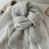 Light Grey Alpaca Wool Blend Solid Color Knitted Scarf for Women Winter New Style Student High Quality Couple Woolen Neck Warmer