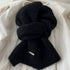Black Alpaca Wool Blend Solid Color Knitted Scarf for Women Winter New Style Student High Quality Couple Woolen Neck Warmer