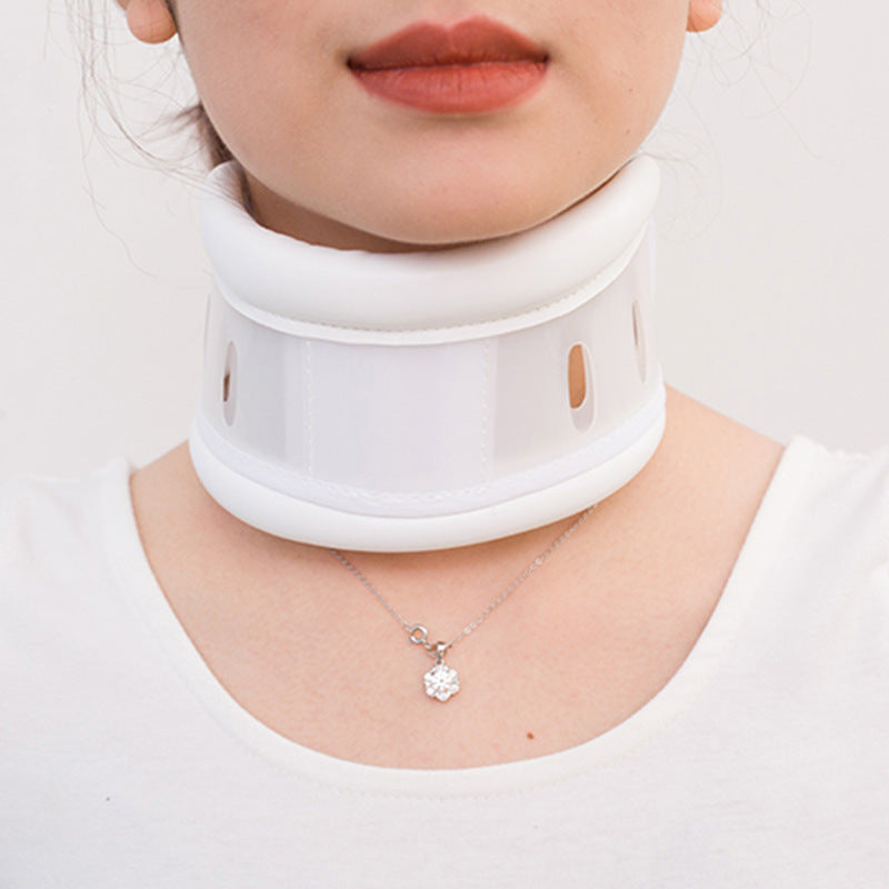 Size L White Adjustable Cervical Collar Neck Brace - Breathable Support for Pain Relief & Posture