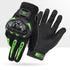 Size XL Green and Black Protective Motorcycle Riding Gloves - Hard Knuckle Armour & Touchscreen Fingertips