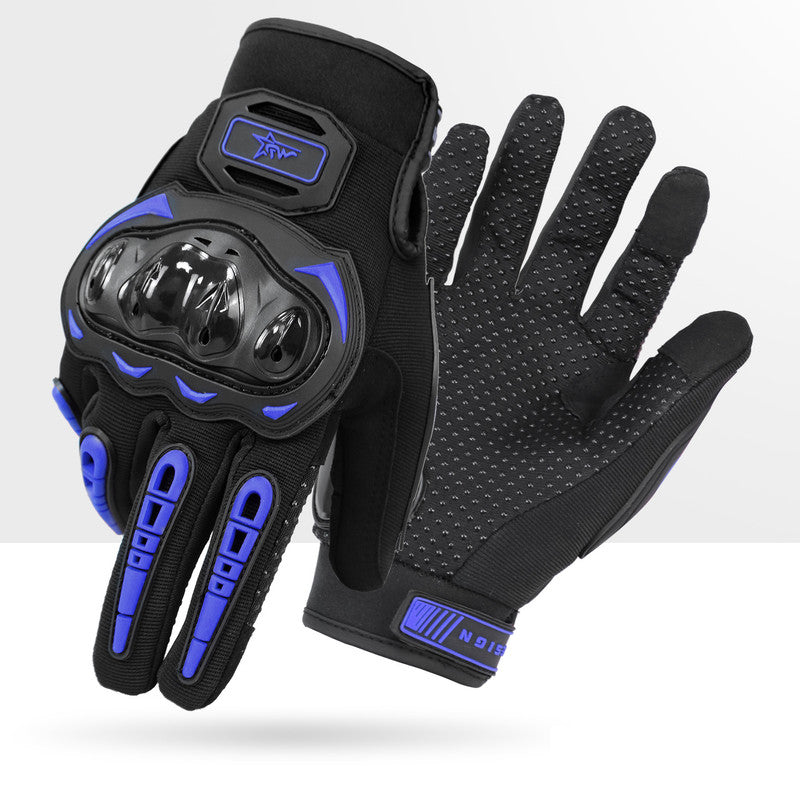 Size L Purple and Black Protective Motorcycle Riding Gloves - Hard Knuckle Armour & Touchscreen Fingertips