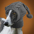 Size M Grey Whimsical Knit Dog Hat with Pom-Pom - Cozy Winter Pet Beanie & Snood