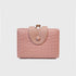 Pink Elegant Croc Embossed Womens Wallet - Short PU Leather Bifold with Removable Kisslock Coin Purse & Card Holder
