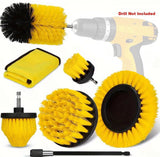 Yellow and Black Complete 7-Piece Drill Brush Power Scrubber Set - All-Purpose Cleaning Kit for Bathroom, Tile, Car Detailing & More