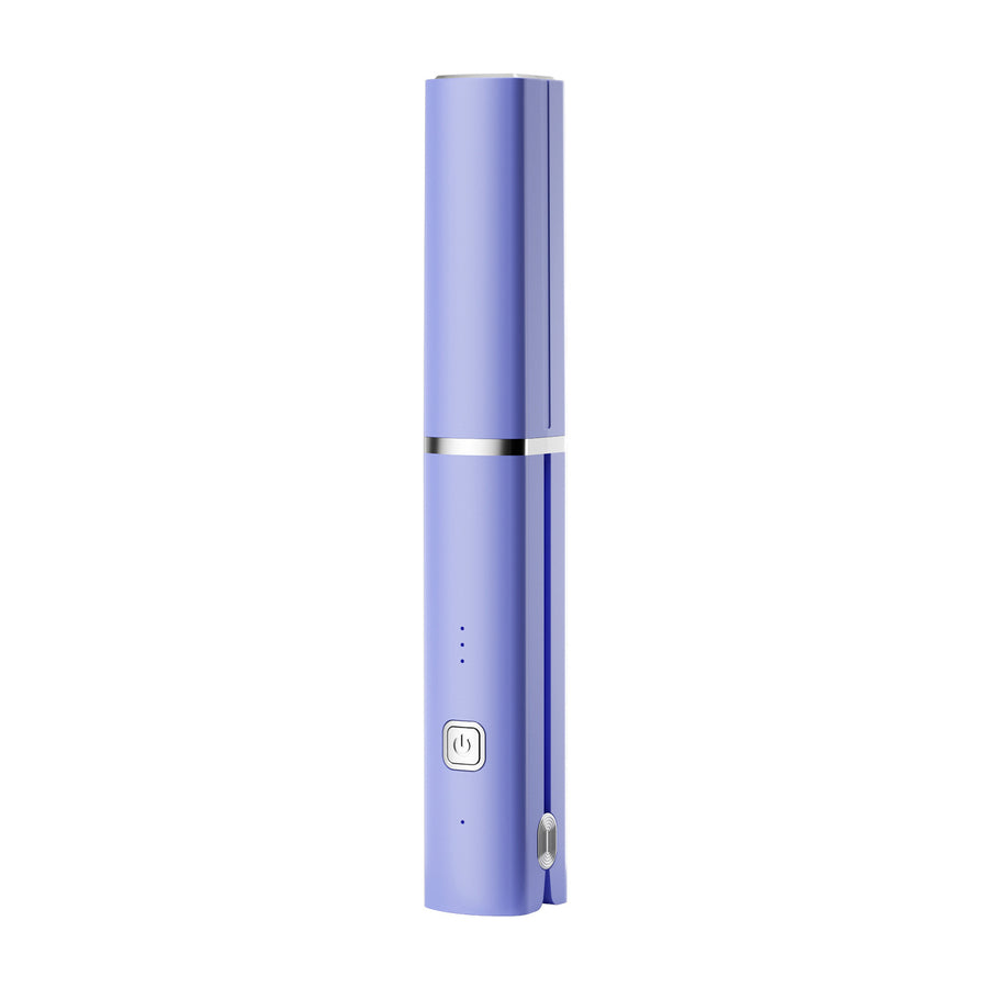 Purple Compact Cordless Hair Straightener - Portable 2-in-1 Mini Flat Iron, USB-C Rechargeable for Travel & Touch-ups