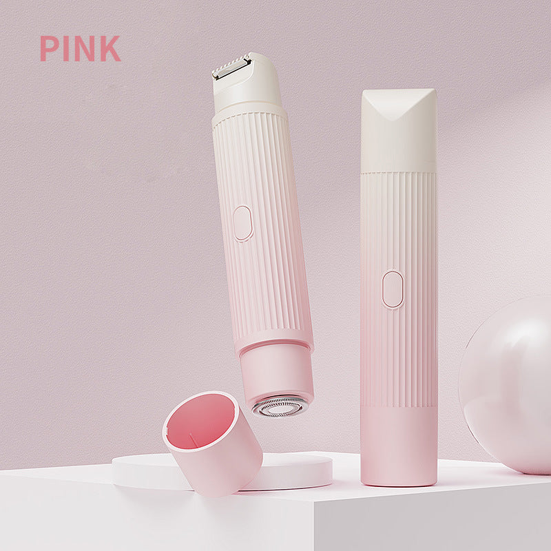Gradient Pink Portable 2-in-1 Electric Lady Shaver & Bikini Trimmer - Rechargeable Wet & Dry Body Hair Remover