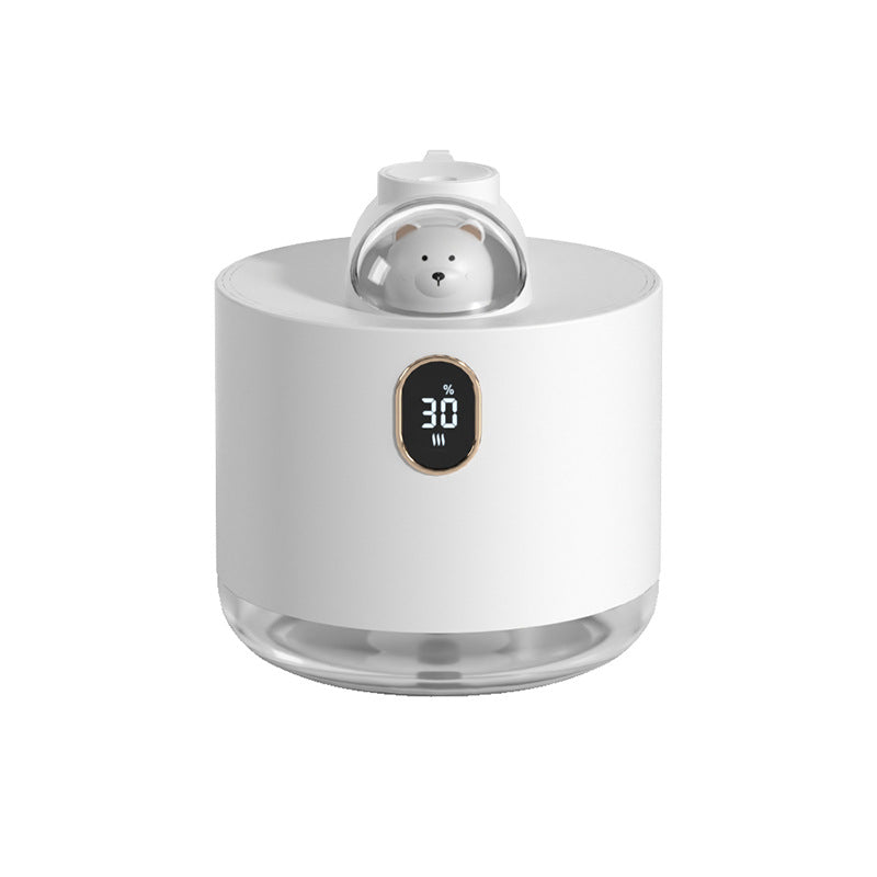 White Adorable Space Capsule Humidifier - Portable USB Cool Mist Maker with LED Display & Ambient Night Light