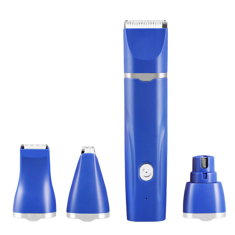 Blue Professional 4-in-1 Pet Grooming Kit - Low Noise Cordless Clippers, Trimmer & Nail Grinder for Dogs and Cats