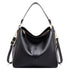 Black Womens Soft PU Leather Hobo Bag - Large Casual Tote Handbag with Adjustable Crossbody Strap