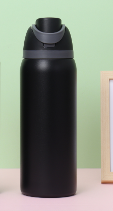 Black 32oz 304 Stainless Steel Insulated Water Bottle - Dual-Drink Pop-Up Lid