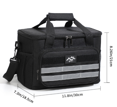 Black Versatile Large-Capacity Picnic Insulated Bag - Detachable Shoulder Strap & Ice Pack