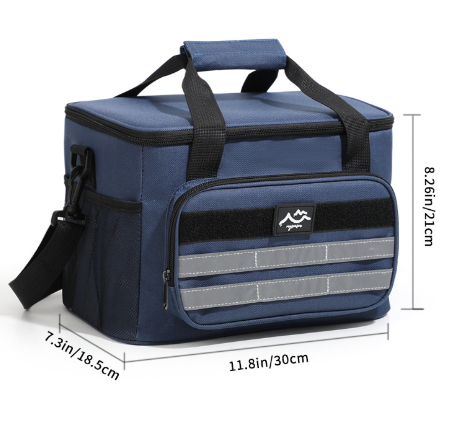 Navy Blue Versatile Large-Capacity Picnic Insulated Bag - Detachable Shoulder Strap & Ice Pack
