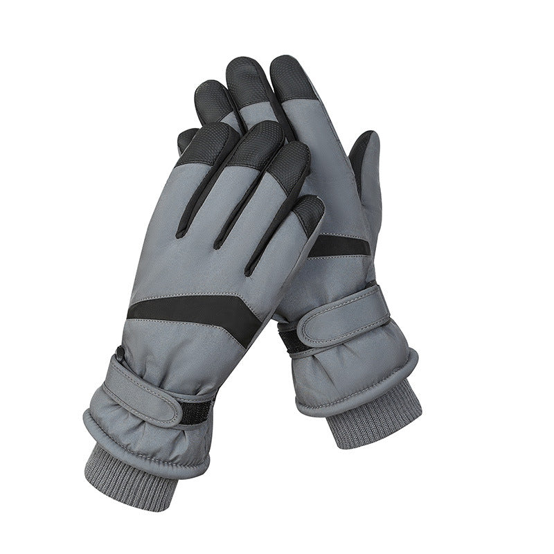 Men's Black-grey Color Combination Top-Rated Waterproof Touchscreen Ski Gloves - Fleece-Lined for Men & Women