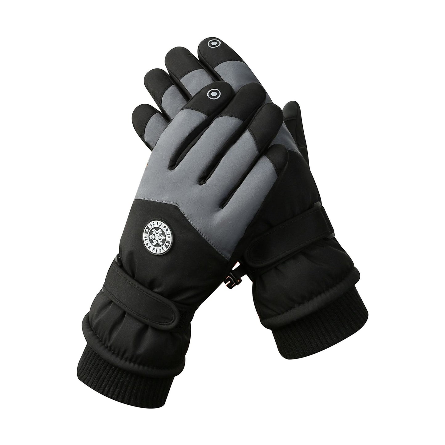 Men's Black-grey Color Combination Top-Rated Waterproof Touchscreen Ski Gloves - Fleece-Lined for Men & Women