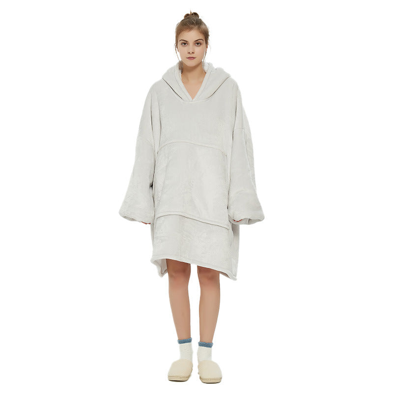 White Oversized Wearable Blanket Hoodie - Ultra Soft & Cozy Snuggle Pullover for Adults