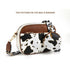 Cow White Brown Chic Quilted Crossbody Bag - Vintage PU Leather Shoulder Purse with Adjustable Strap