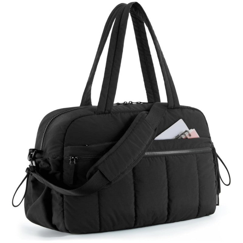 Black Spacious Travel Duffel Bag - Large Capacity Sports & Fitness Tote with Toiletry Bag, Compartments & Single Shoulder Strap 