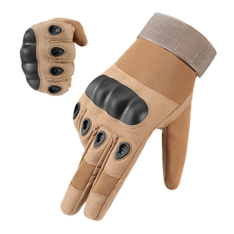 M Khaki Hard Knuckle Tactical Gloves - Full-Finger Protective Gear for Motorcycle, Cycling & Outdoor Sports
