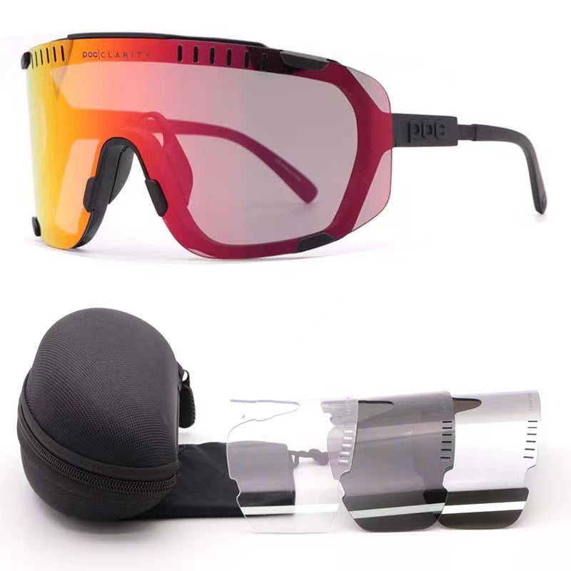 Black Frame Tea Gold Tablet Oversized Shield Cycling Sunglasses - Wide Vision UV400 Sports Eyewear for Road & MTB