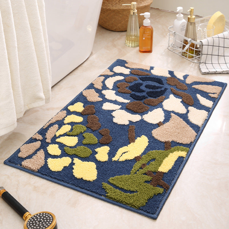Blue Pattern Bathroom Mat - Super Absorbent Non-Slip Rug (40x60cm), Toilet Floor Mat for Bathroom/Bedroom/Entryway