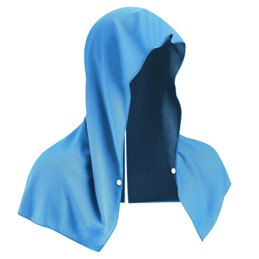 Blue 5-Pack Instant Cooling Towel Set - UPF Sun Protection Hooded Ice Towels for Sports & Outdoor Activities