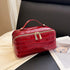 Red Chic Croc-Embossed Travel Makeup Case Large Capacity Cosmetic Organizer Bag