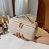 White Chic Croc-Embossed Travel Makeup Case Large Capacity Cosmetic Organizer Bag