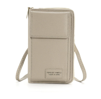 Gray Women's Crossbody Phone Bag Wallet Small PU Leather Shoulder Purse