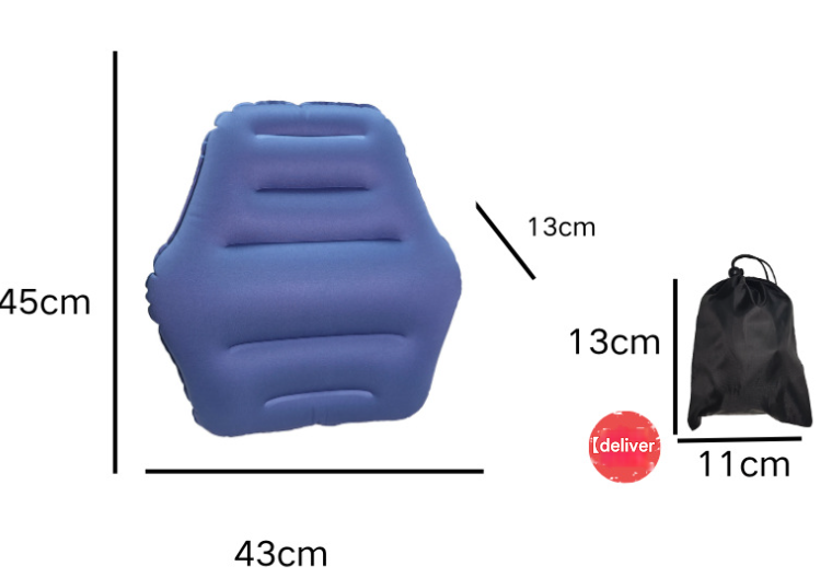 Blue Ultralight Inflatable Lumbar Support Pillow - Portable Ergonomic Back Cushion for Travel, Office & Car