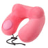 Pink Press-to-Inflate Travel Neck Pillow - Ergonomic U-Shaped Cushion for Airplane and Car