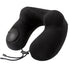 Black Press-to-Inflate Travel Neck Pillow - Ergonomic U-Shaped Cushion for Airplane and Car