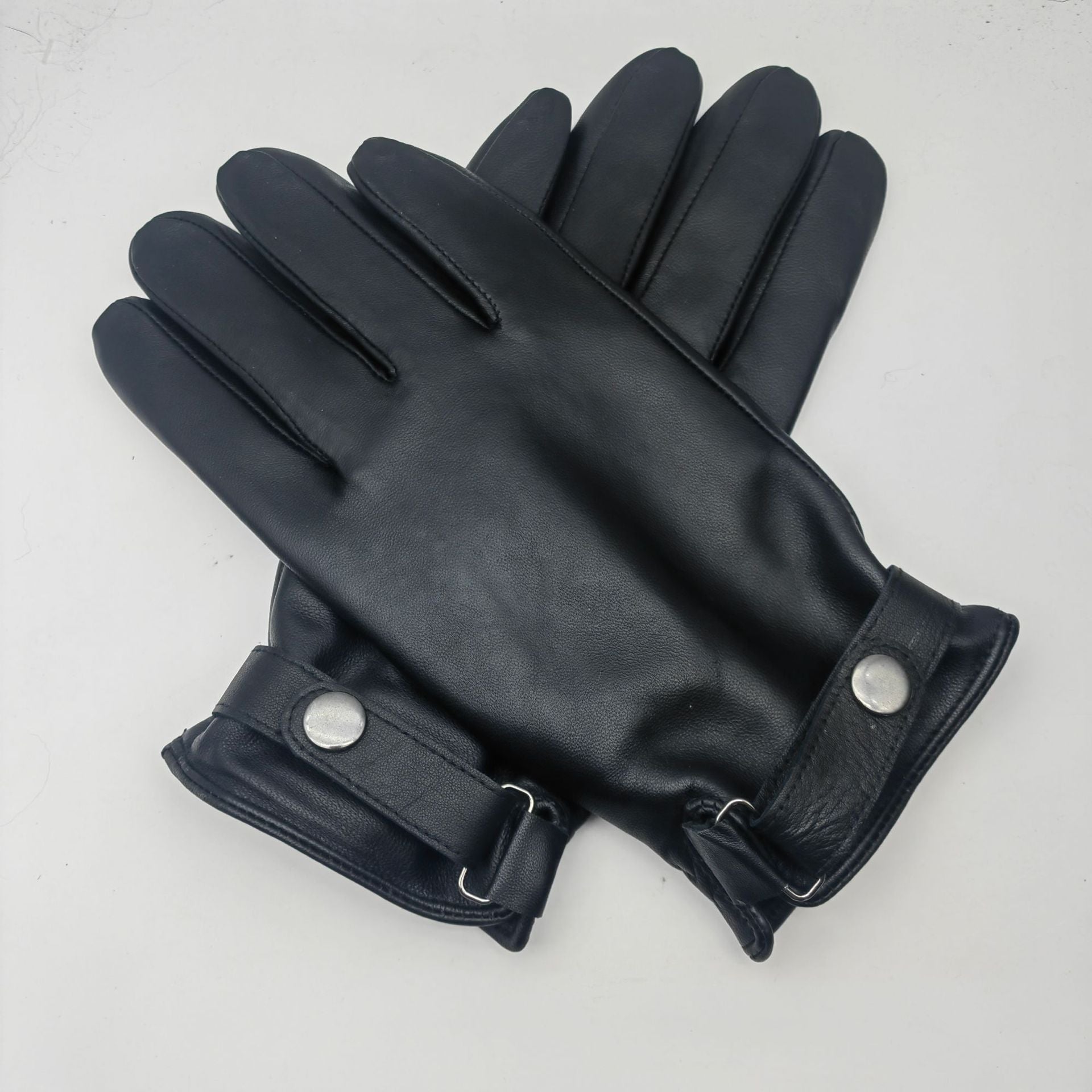 S Black Premium Men's Genuine Sheepskin Leather Driving & Cycling Gloves