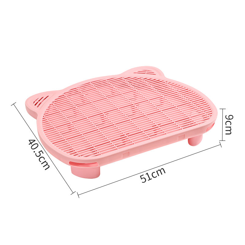 Pink Elevated Cat Litter Trapping Mat - Dual-Layer Scatter Control Tray with Grate