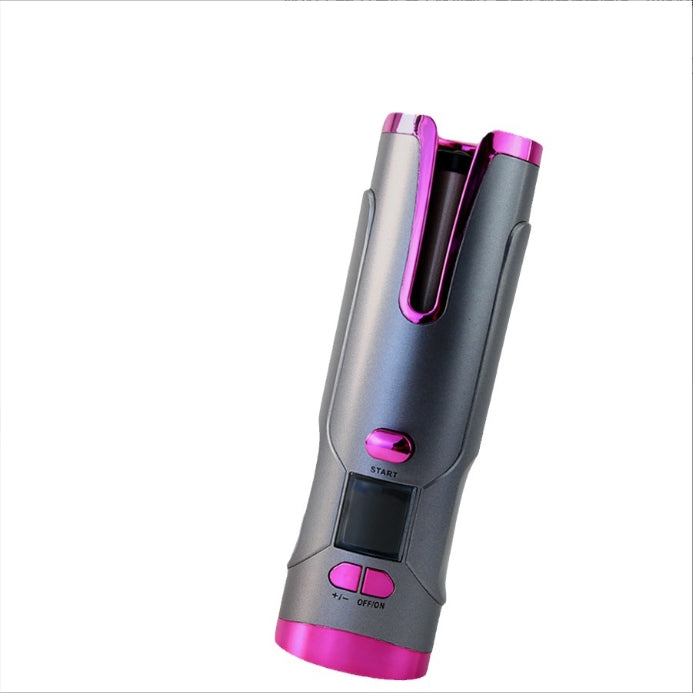 Black Wireless Auto-Rotating Curling Iron - Smart Anti-Scald Mini Styler