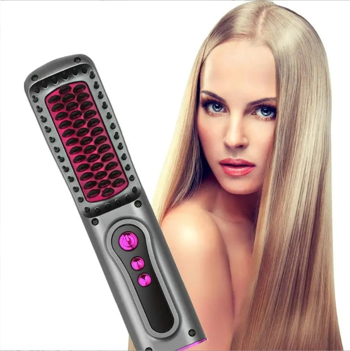 Grey Wireless 2-in-1 Hair Straightener & Curler - Portable Anti-Damage Styler