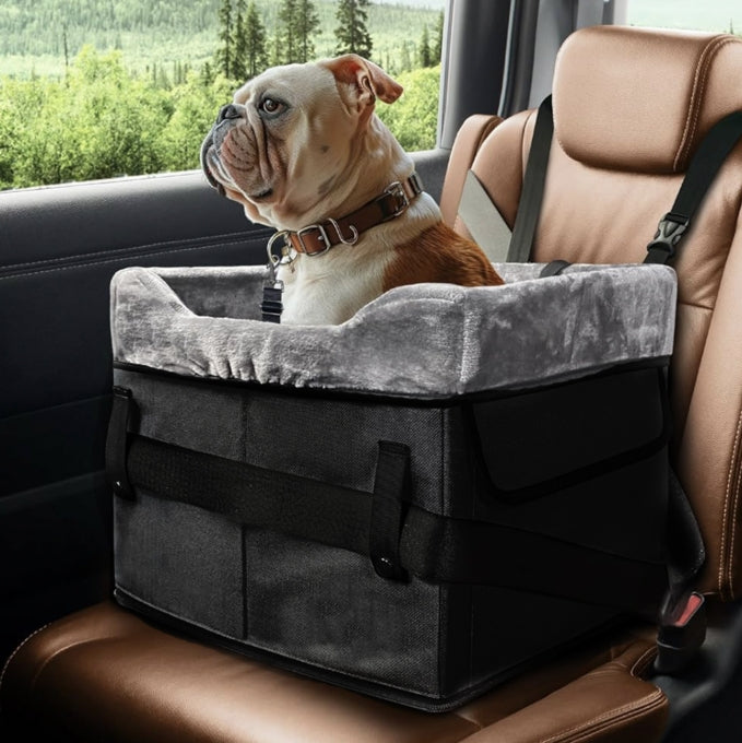 Black Car Pet Pad - Portable Dog Booster Seat for Safe and Comfortable Travel