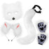 White Halloween Furry Fox Costume Set - Plush Mask, Ears Headband, Tail, and Paws for Cosplay