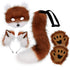 Reddish-brown Halloween Furry Fox Costume Set - Plush Mask, Ears Headband, Tail, and Paws for Cosplay