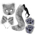 Dark grey Halloween Furry Fox Costume Set - Plush Mask, Ears Headband, Tail, and Paws for Cosplay