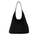 Black Chic Faux Suede Tote Bag with Matching Pouch | Large Capacity Slouchy Shoulder Bag