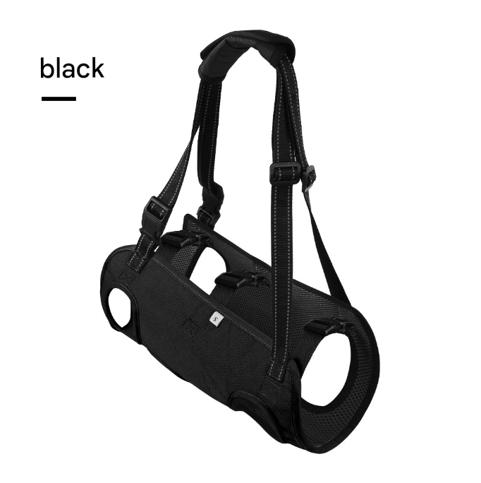 Black Pet Support Harness for Senior and Disabled Dogs - Adjustable Chest and Back Support Leash(Size M)