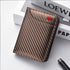 Coffee-colored Sleek Carbon Fiber Vertical Wallet for Men - Slim Bifold Card Holder with Clear ID Window