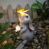 Rabbit and Butterfly Charming Solar-Powered Animal Garden Statue - Waterproof Resin Figurine with Glowing LED Accents