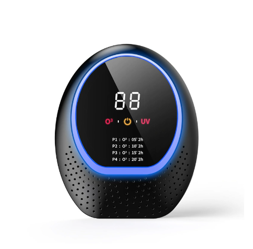 Black Rechargeable Ozone & UV-C Air Purifier with Remote - Portable Odor Eliminator for Home, Pets & Closets