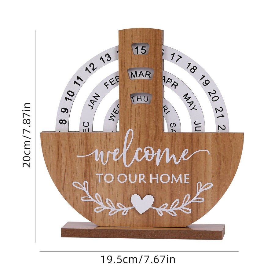 Shovel style Rustic Wooden Perpetual Calendar - Reusable Rotating Desk & Tabletop Decor
