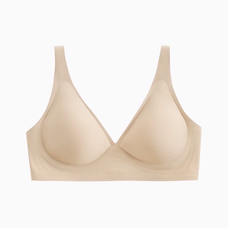 Light skin tone Women's Seamless Wireless Comfort Bra - Flexible Gel Support Deep V T-Shirt Bra(Size: 2XL)