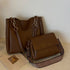 Brown Chic 2-Piece Tote Bag Set - Large Capacity Commuter Handbag with Wide Strap Crossbody Purse