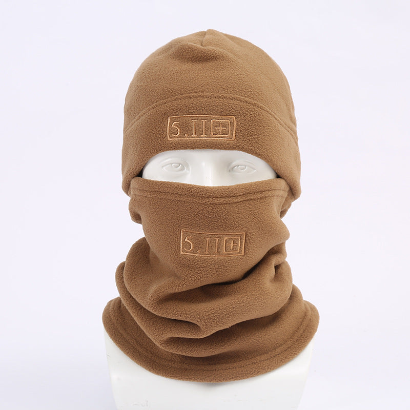 Khaki Outdoor Thermal Fleece Balaclava - Windproof Cycling Hat & Neck Warmer for Winter Sports - Thickened Cold Weather Face Mask Hood